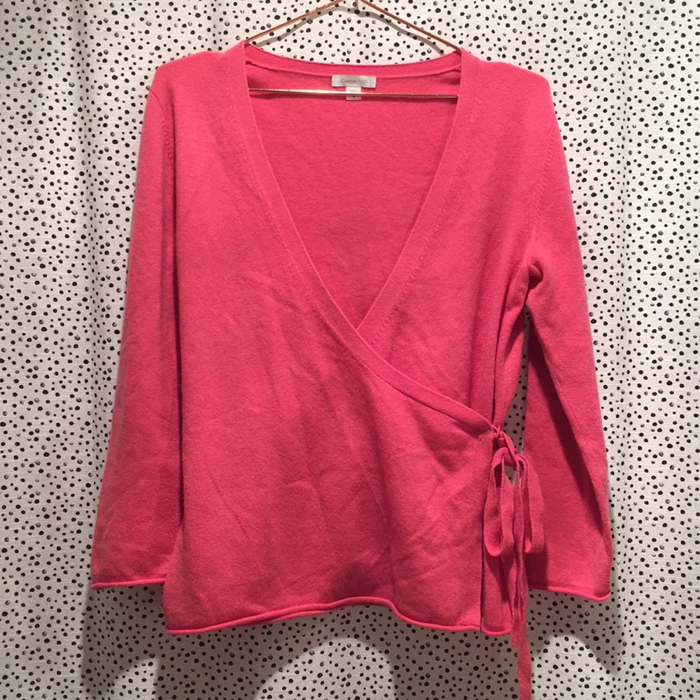 Garnet Hill M 100% cashmere true wrap sweater